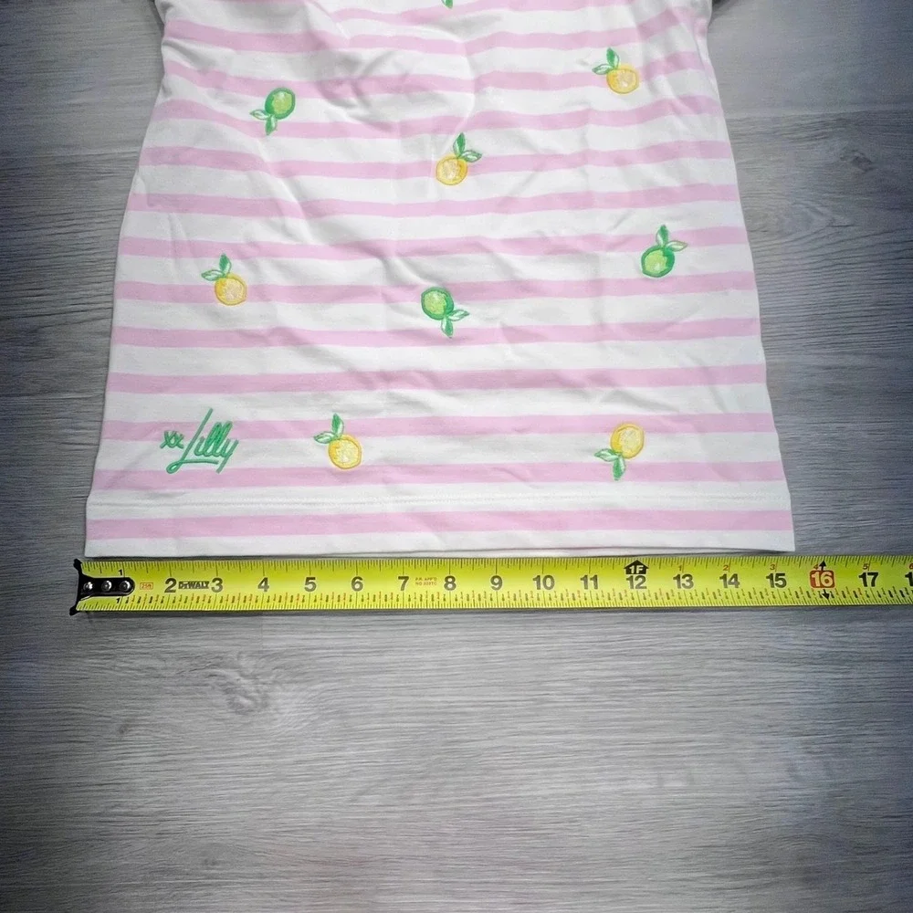 Lilly Pulitzer Girls Pink White Striped Lemon Lime Embroidered Top M 6-7 017832 - Picture 14 of 15